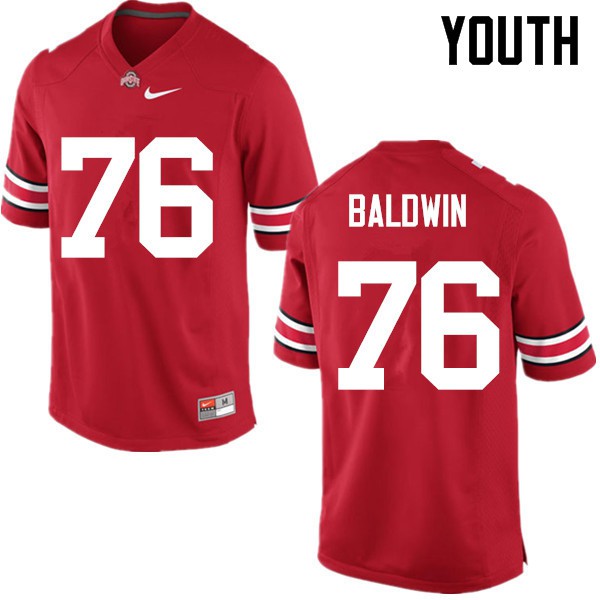 Ohio State Buckeyes #76 Darryl Baldwin Youth Stitched Jersey Red OSU24181
